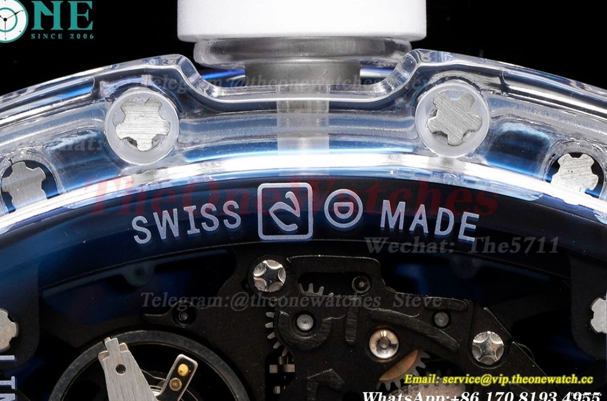 White Blue Rubber With Clone Strap Dial Transparent Skeleton RMSF RM35-01 RMUL2 0127